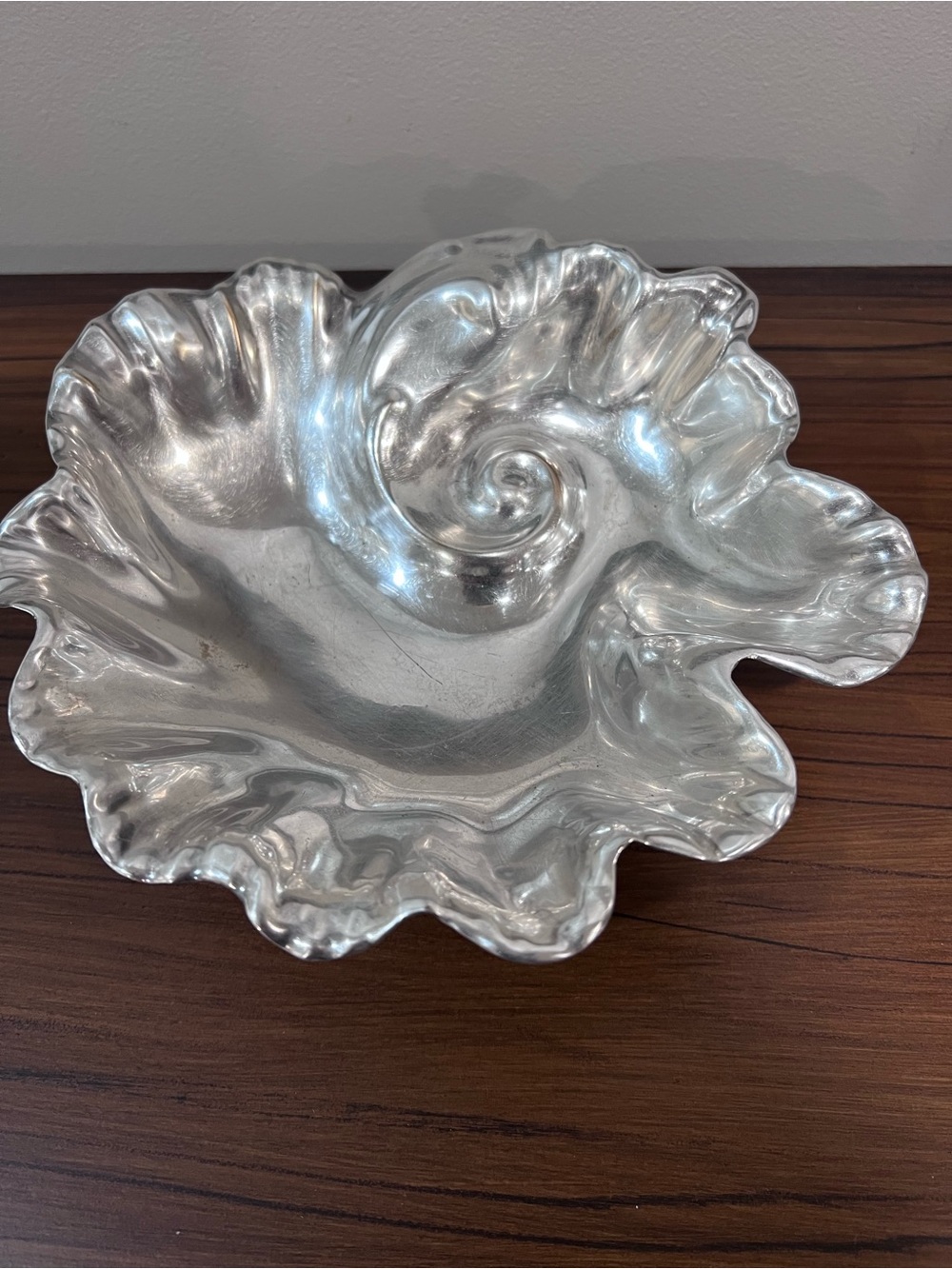 Vintage Silverplate Shell Centerpiece Bowl 10" Footed Coastal Nautical Decor